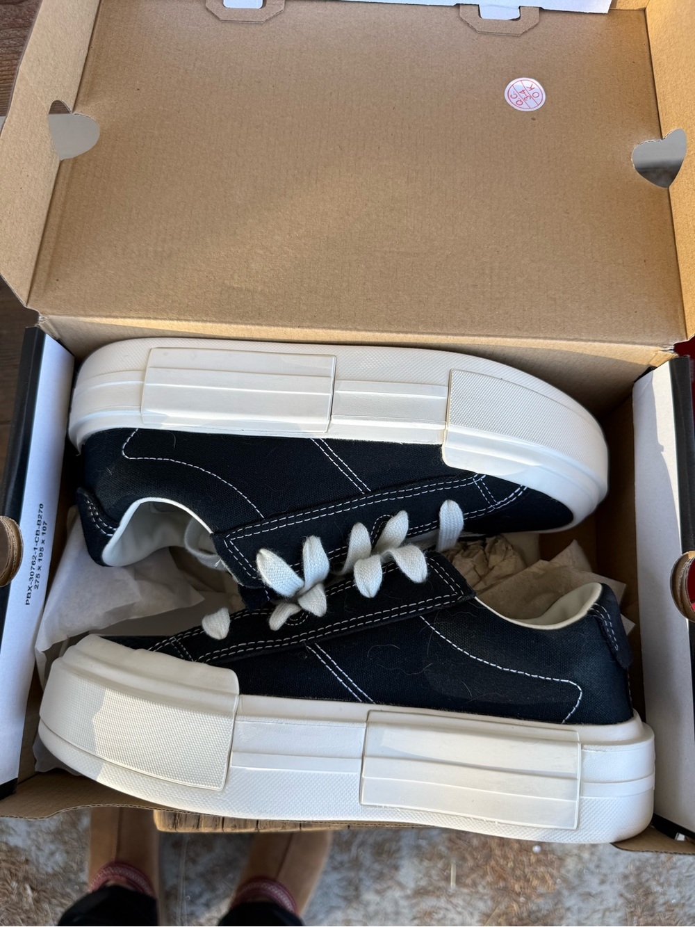 Converse Black Canvas Platform Sneakers with White Soles
